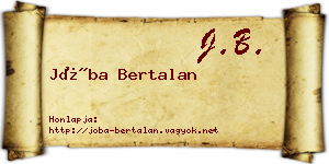 Jóba Bertalan névjegykártya